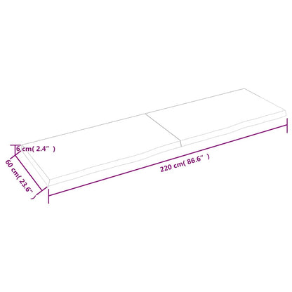 Væghylde 220x60x(2-6) Cm Behandlet Massivt Egetræ Mørkebrun - Billede 9