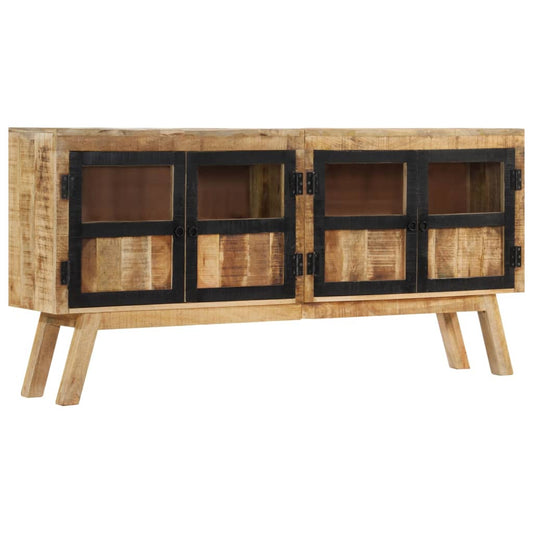 Skænk 160X30X76 Cm Massivt Mangotræ Brun Og Sort