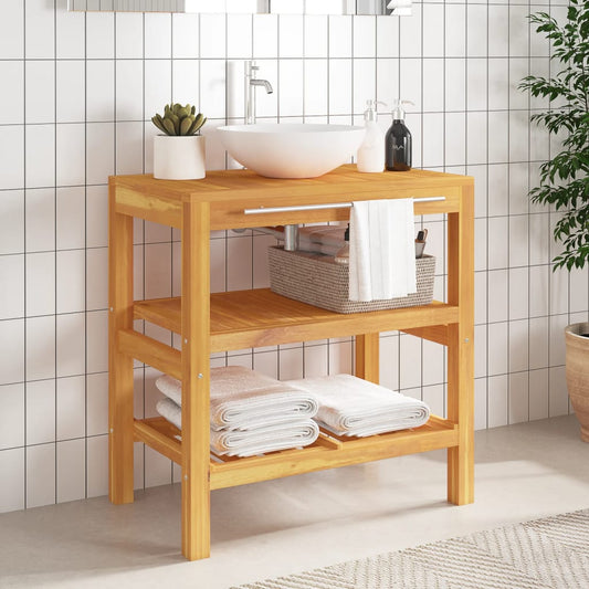 Badeværelsesmøbel Med 2 Hylder 74X45X75 Cm Massivt Træ