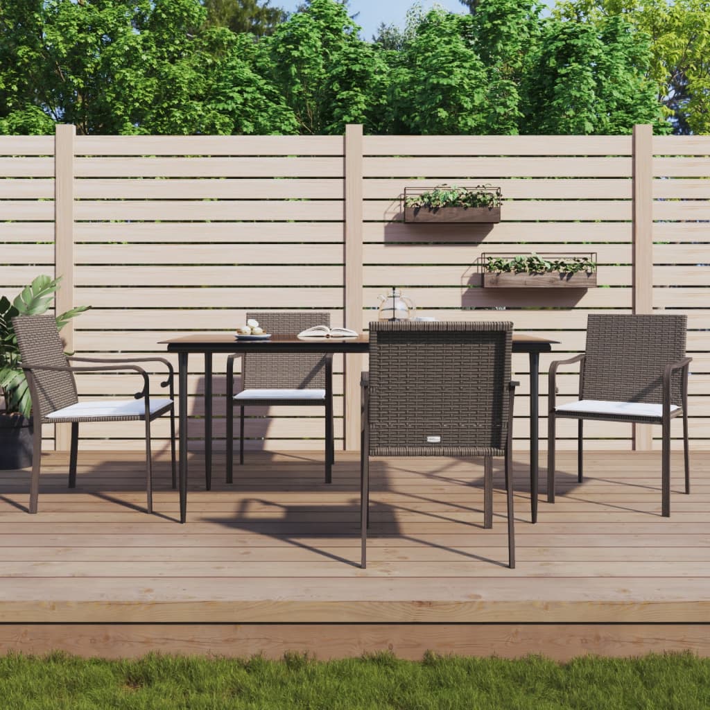 Spisebordssæt Til Haven 9 Dele Med Hynder Polyrattan Og Stål