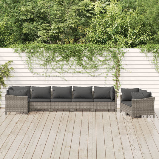 Loungesæt Til Haven 8 Dele Med Hynder Polyrattan Grå