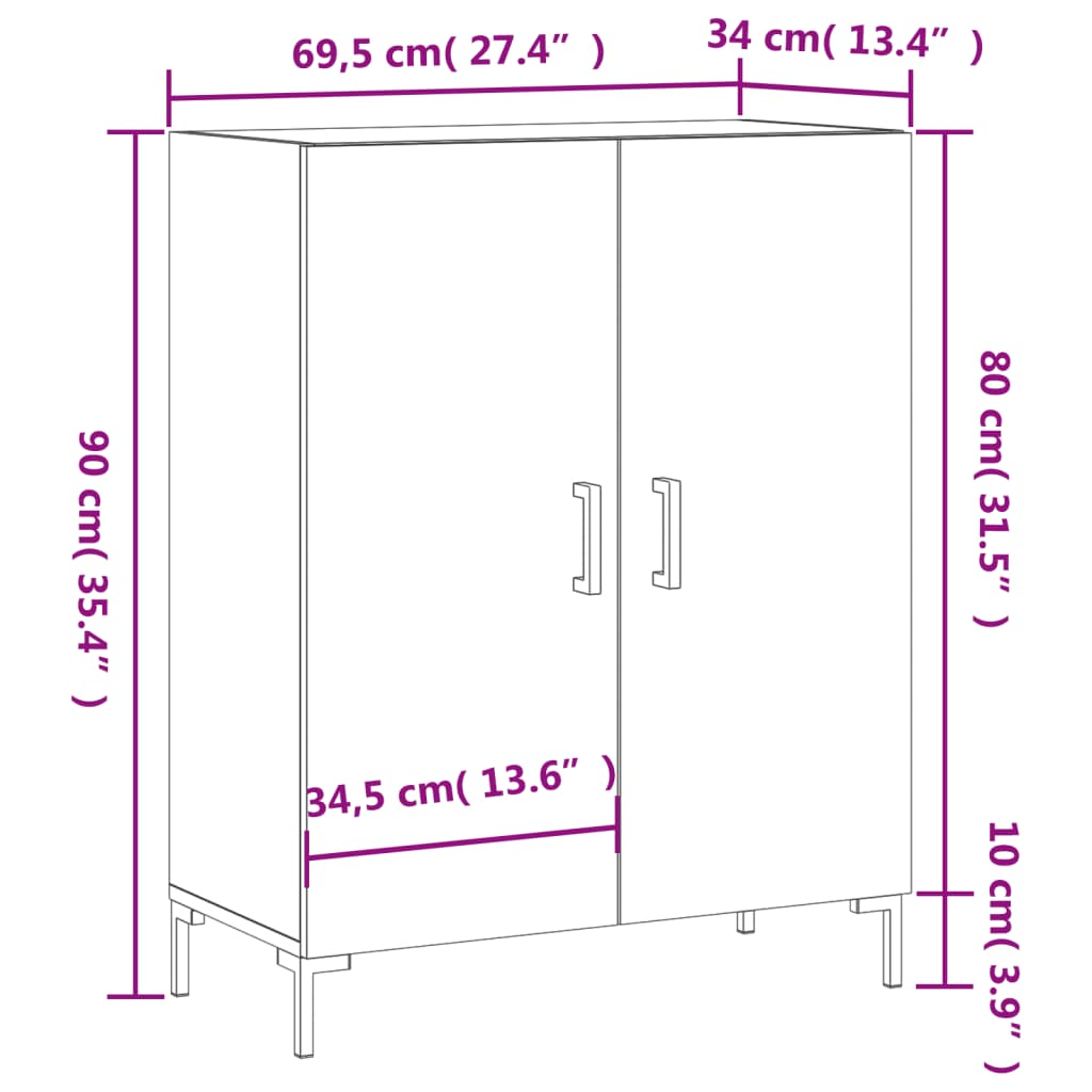 Skænk 69,5X34X90 Cm Konstrueret Træ