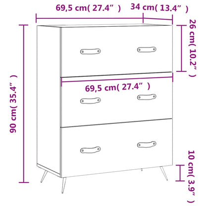 Kommode 69,5x34x90 Cm Konstrueret Træ - Billede 12