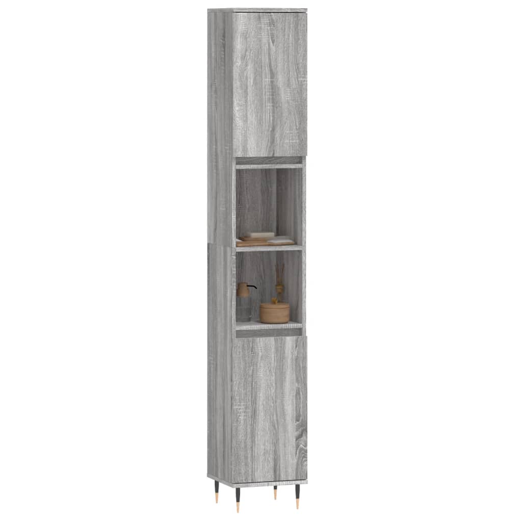 Badeværelsesskab 30x30x190 Cm Konstrueret Træ - Billede 3