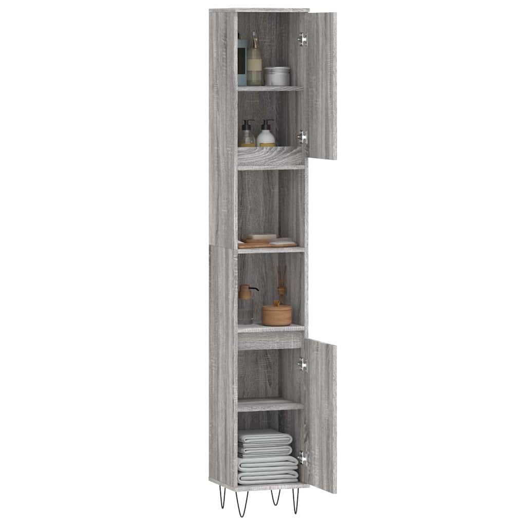 Badeværelsesskab 30x30x190 Cm Konstrueret Træ - Billede 4