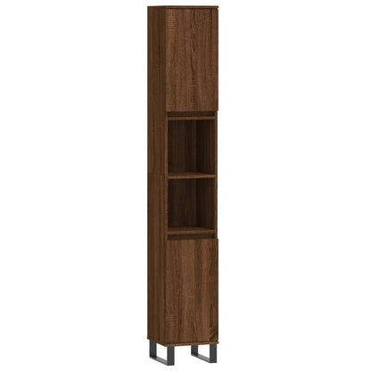 Badeværelsesskab 30X30X190 Cm Konstrueret Træ Etræsfarve