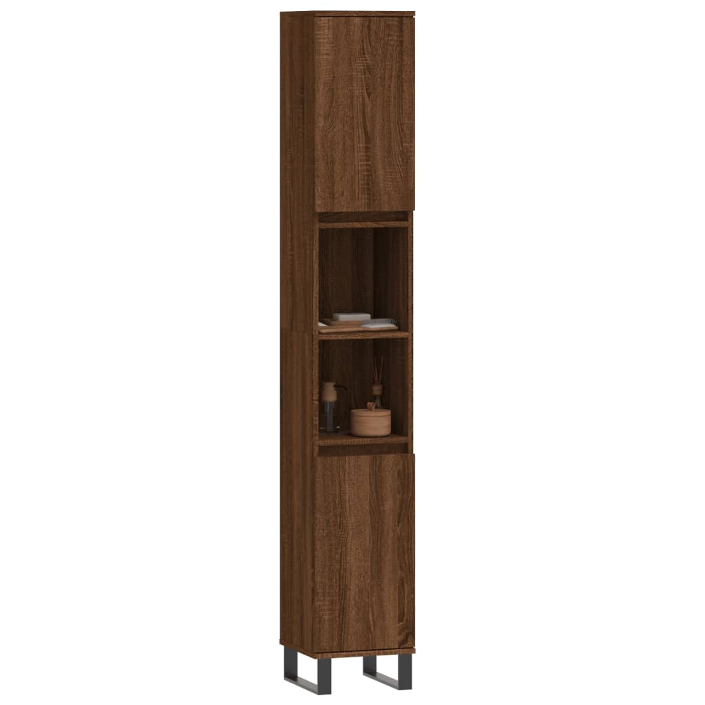 Badeværelsesskab 30X30X190 Cm Konstrueret Træ Etræsfarve