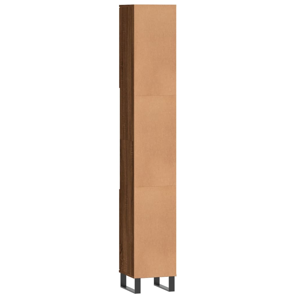 Badeværelsesskab 30X30X190 Cm Konstrueret Træ Etræsfarve