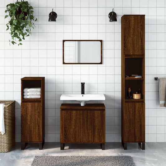 Badeværelsesskab 30X30X190 Cm Konstrueret Træ Etræsfarve
