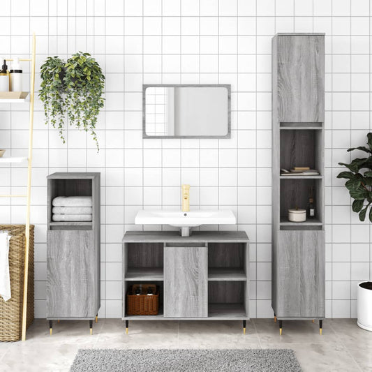 Badeværelsesskab 30X30X100 Cm Konstrueret Træ