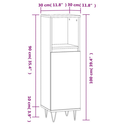 Badeværelsesskab 30x30x100 Cm Konstrueret Træ - Billede 12