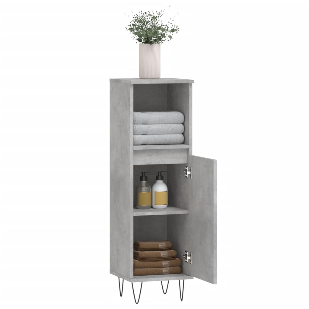 Badeværelsesskab 30x30x100 Cm Konstrueret Træ - Billede 4