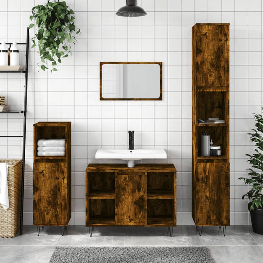 Badeværelsesskab 30X30X100 Cm Konstrueret Træ Etræ
