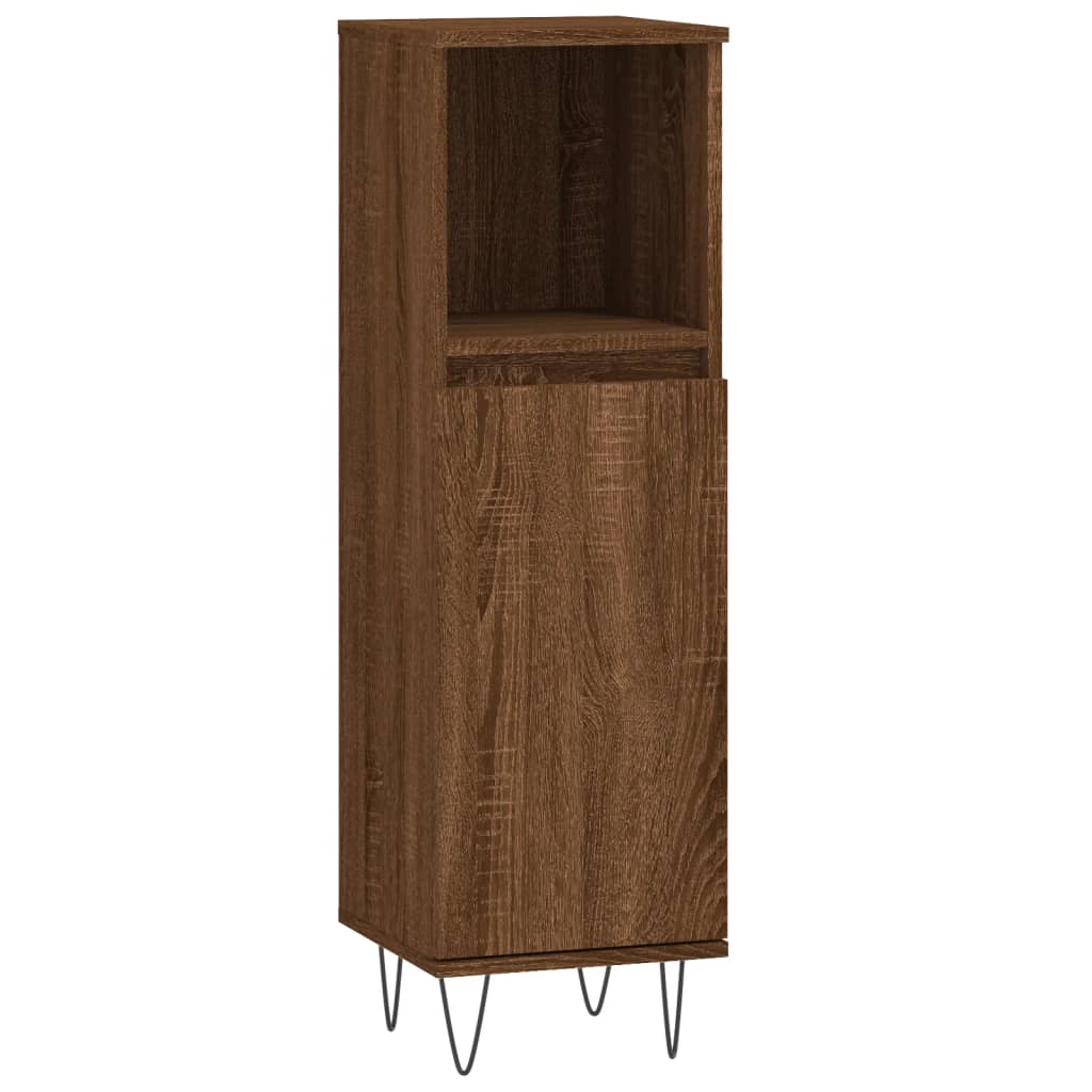 Badeværelsesskab 30x30x100 Cm Konstrueret Træ Egetræ - Billede 2