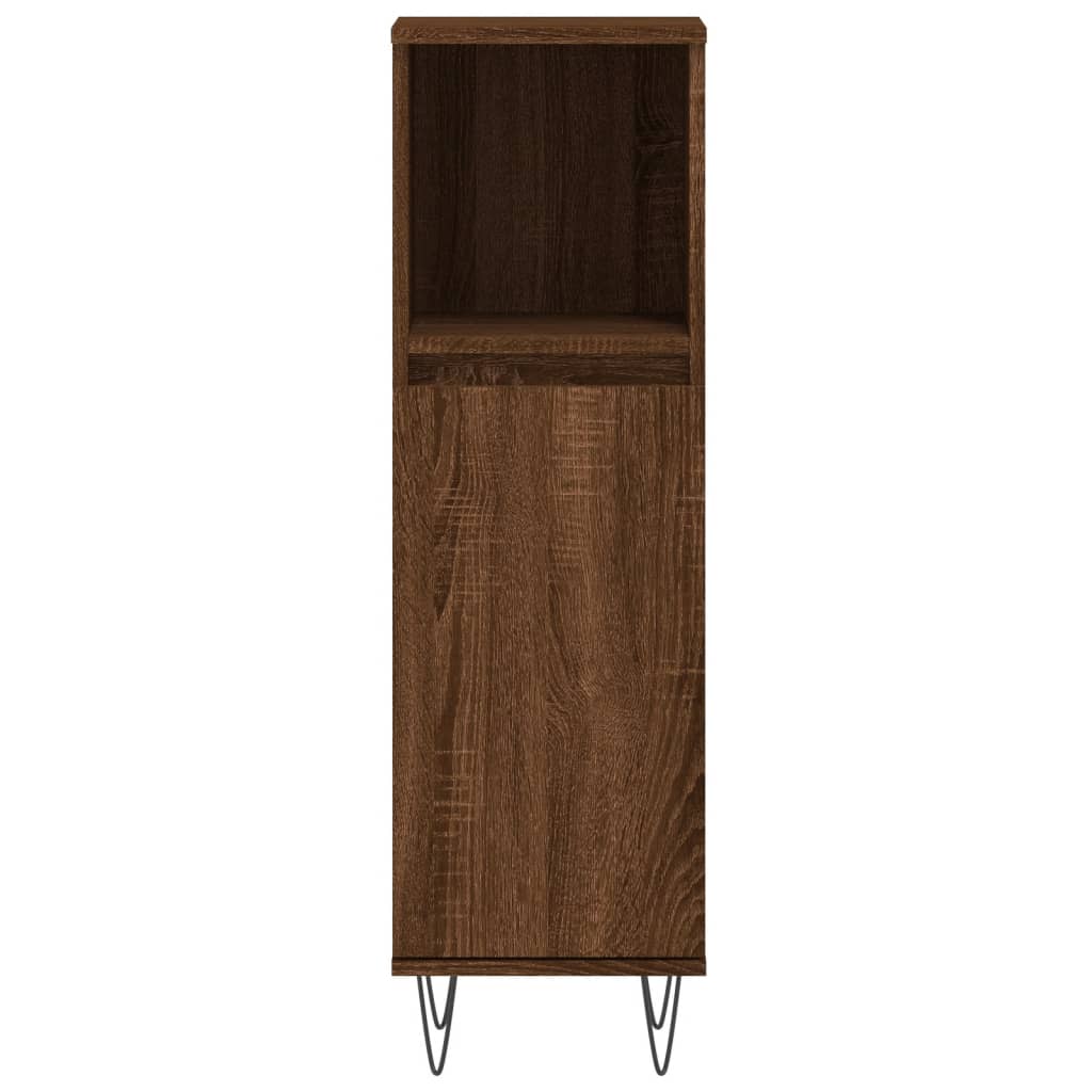 Badeværelsesskab 30x30x100 Cm Konstrueret Træ Egetræ - Billede 5