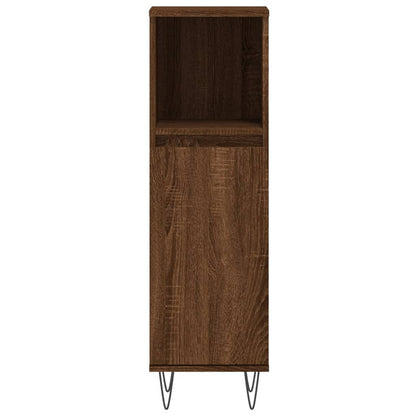 Badeværelsesskab 30x30x100 Cm Konstrueret Træ Egetræ - Billede 5