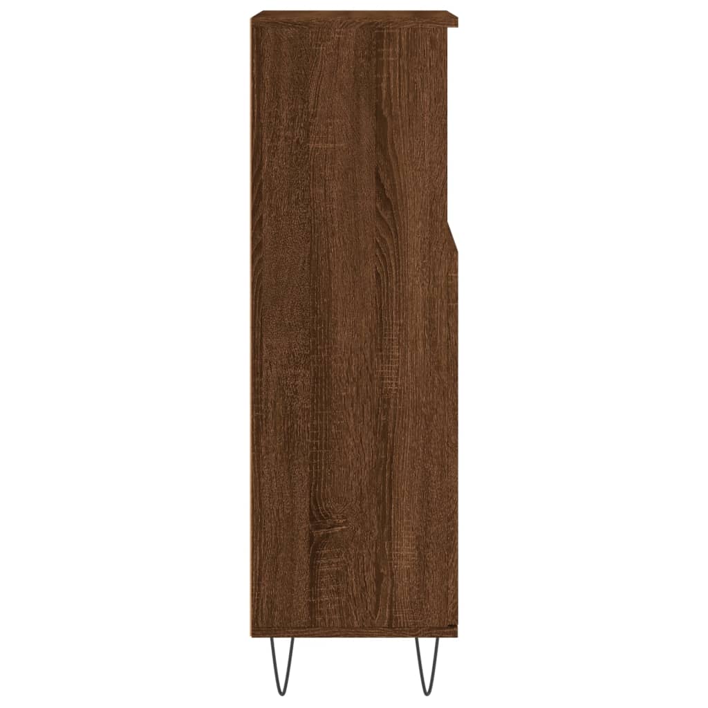 Badeværelsesskab 30x30x100 Cm Konstrueret Træ Egetræ - Billede 7