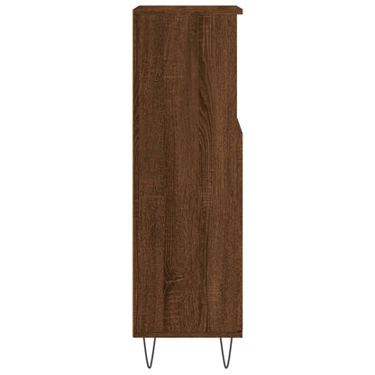 Badeværelsesskab 30x30x100 Cm Konstrueret Træ Egetræ - Billede 7