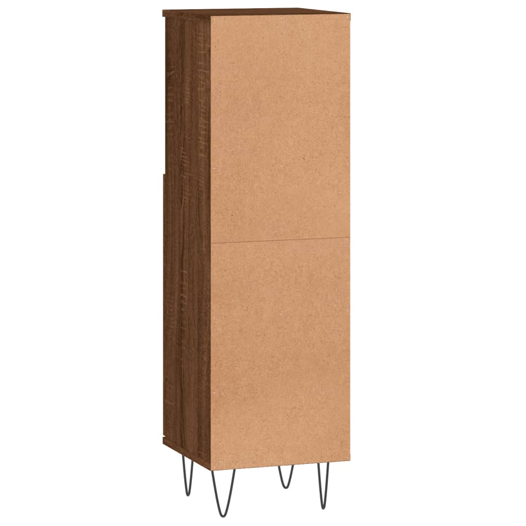 Badeværelsesskab 30x30x100 Cm Konstrueret Træ Egetræ - Billede 8