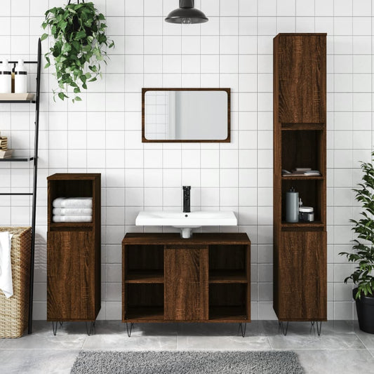 Badeværelsesskab 30x30x100 Cm Konstrueret Træ Egetræ - Hovedbillede