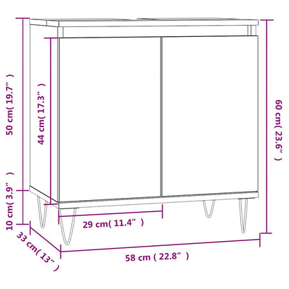 Badeværelsesskab 58x33x60 Cm Konstrueret Træ - Billede 11