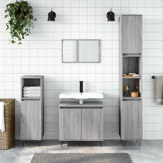 Badeværelsesskab 58X33X60 Cm Konstrueret Træ Grå Sonoma-Eg