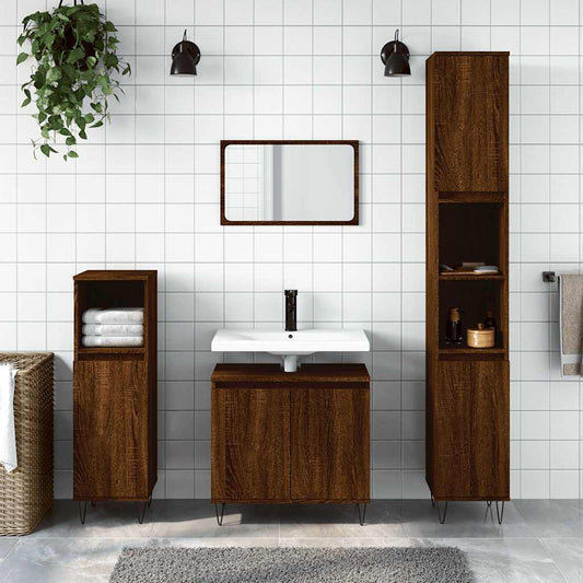 Badeværelsesskab 58X33X60 Cm Konstrueret Træ Brun Egetræsfarve