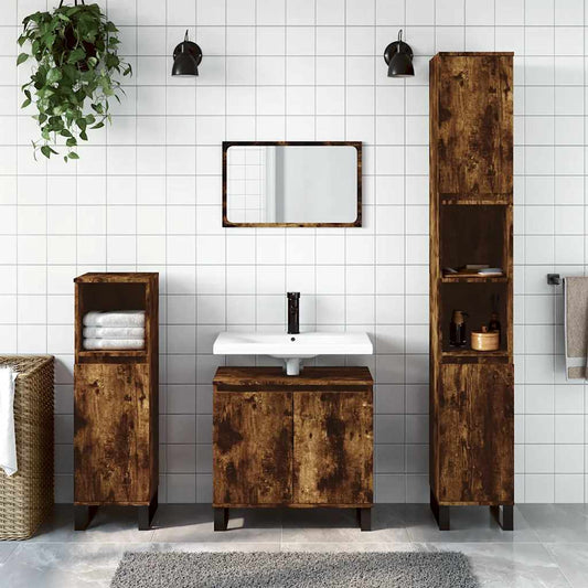 Badeværelsesskab 58X33X60 Cm Konstrueret Træ Etræsfarve