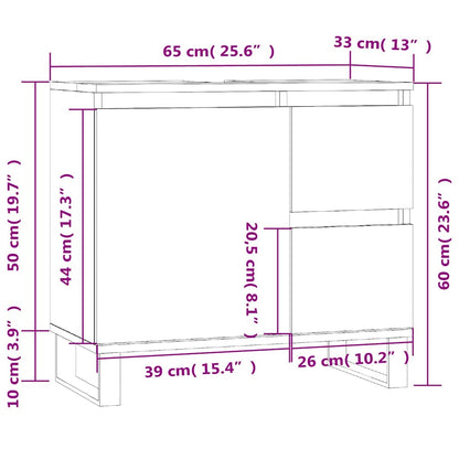 Badeværelsesskab 65x33x60 Cm Konstrueret Træ - Billede 12