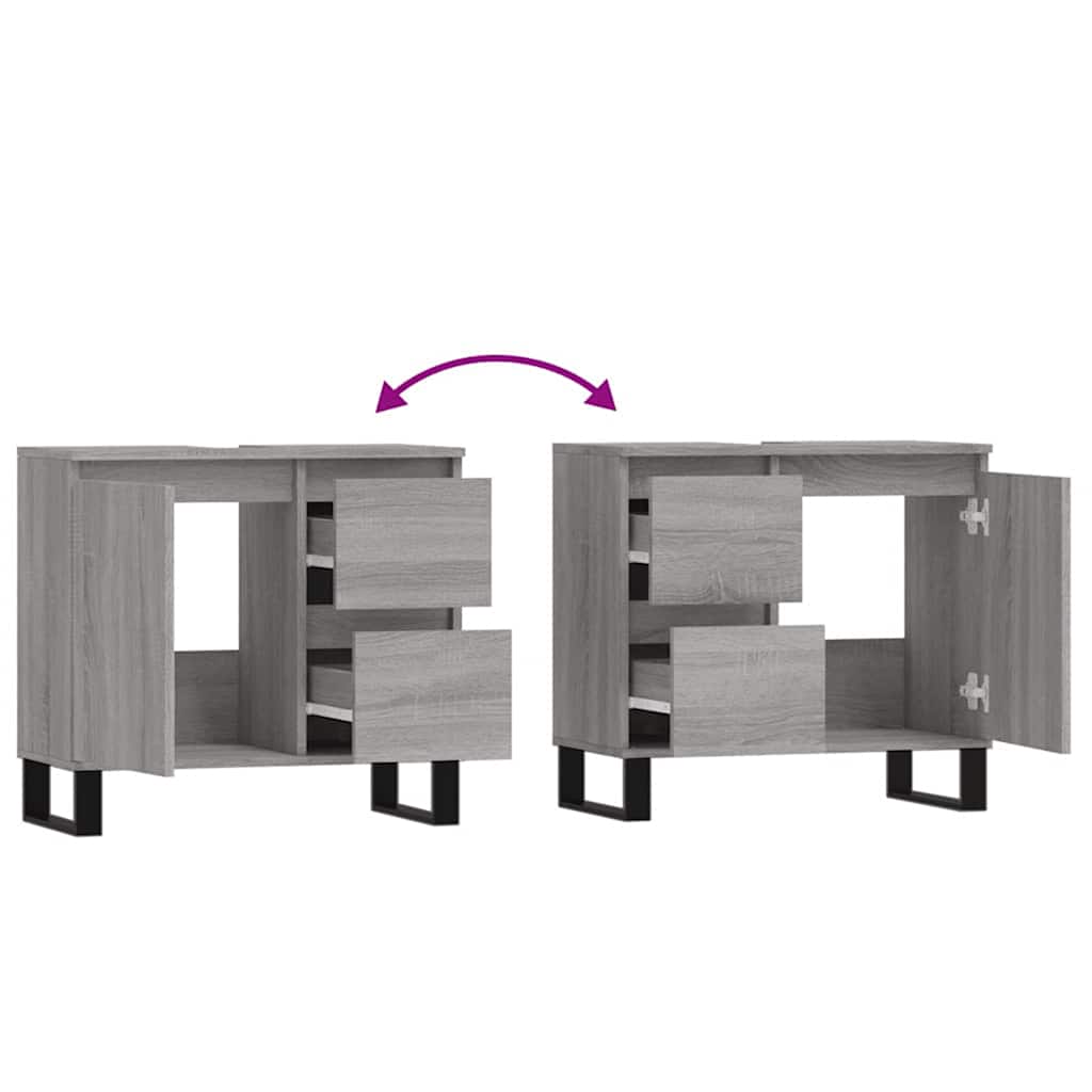 Badeværelsesskab 65x33x60 Cm Konstrueret Træ - Billede 9