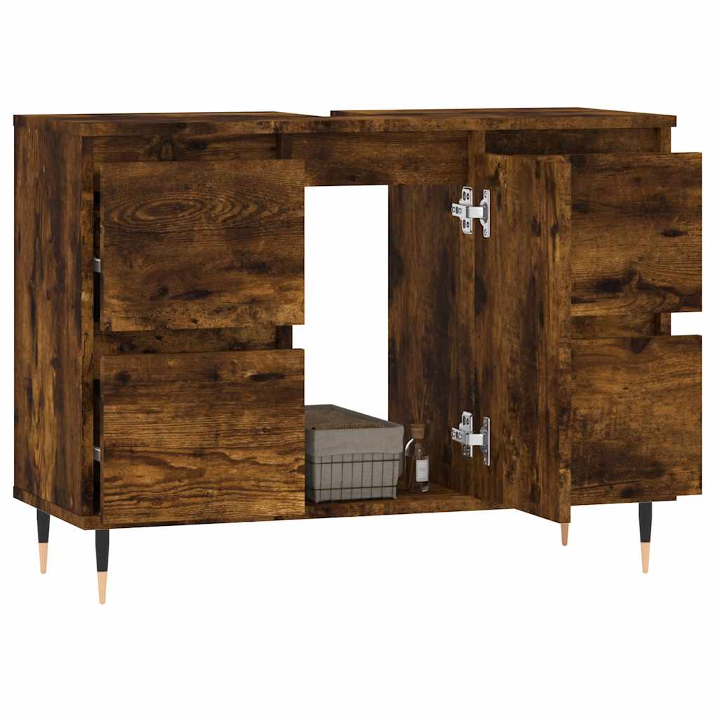 Badeværelsesskab 80x33x60 Cm Konstrueret Træ - Billede 3