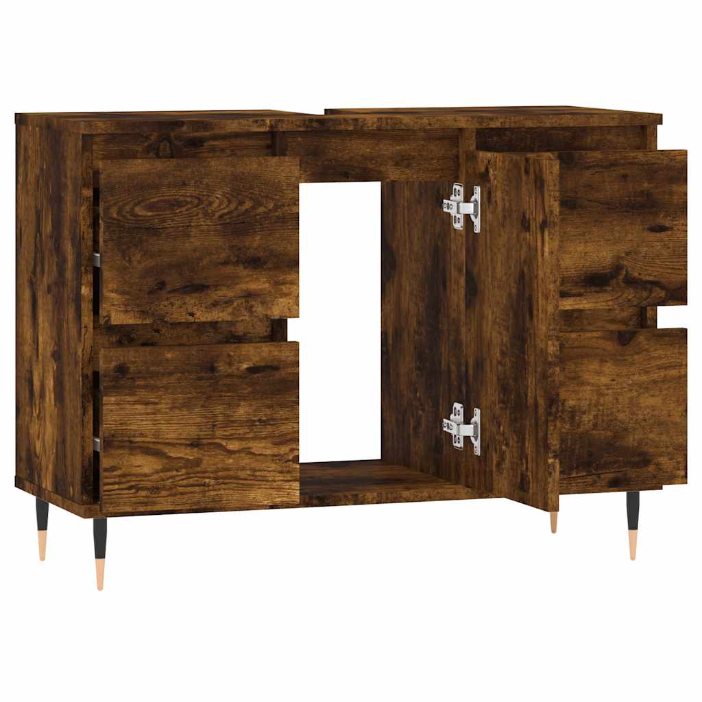 Badeværelsesskab 80x33x60 Cm Konstrueret Træ - Billede 4