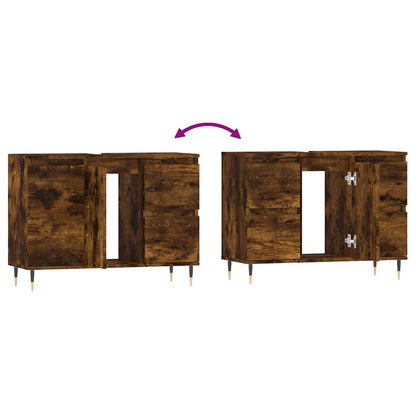 Badeværelsesskab 80x33x60 Cm Konstrueret Træ - Billede 9
