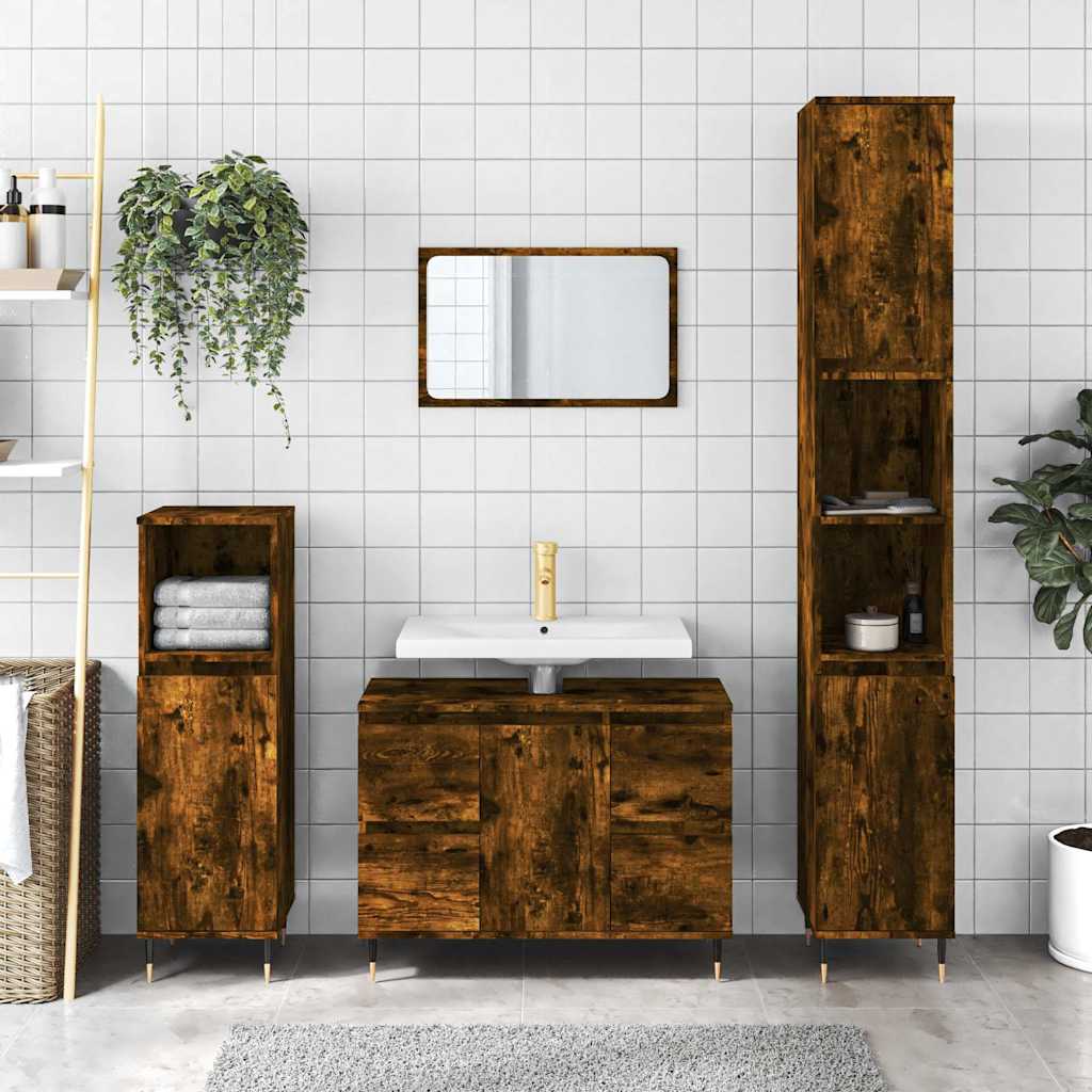 Badeværelsesskab 80x33x60 Cm Konstrueret Træ - Hovedbillede