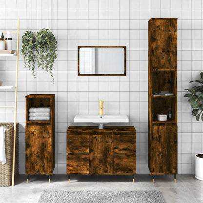 Badeværelsesskab 80x33x60 Cm Konstrueret Træ - Hovedbillede