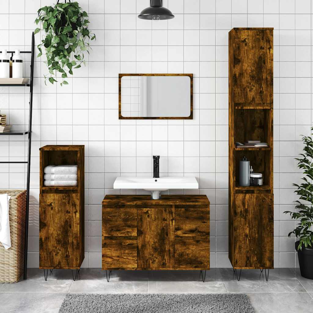 Badeværelsesskab 80x33x60 Cm Konstrueret Træ - Variant 831657