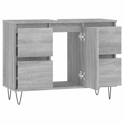 Badeværelsesskab 80x33x60 Cm Konstrueret Træ - Billede 5