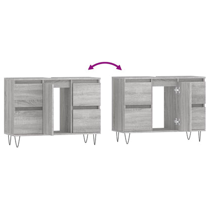 Badeværelsesskab 80x33x60 Cm Konstrueret Træ - Billede 9