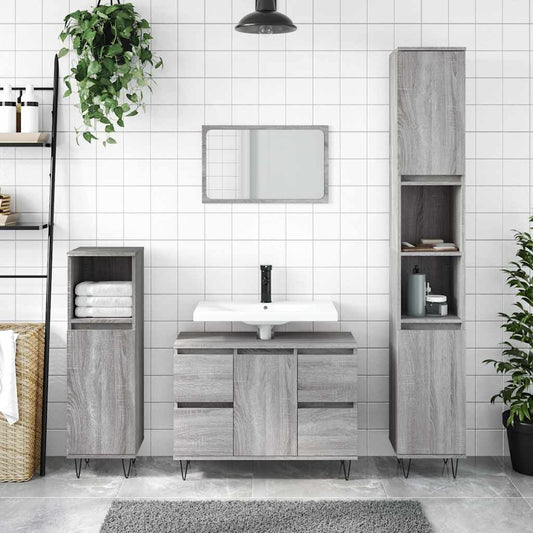 Badeværelsesskab 80x33x60 Cm Konstrueret Træ - Hovedbillede