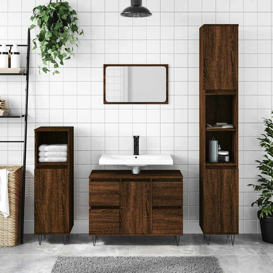 Badeværelsesskab 80X33X60 Cm Konstrueret Træ Etræsfarve