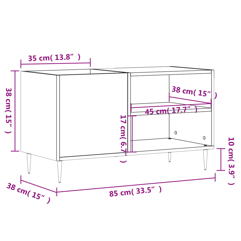 Vinylskab 85X38X48 Cm Konstrueret Træ