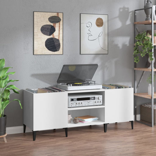 Vinylskab 121X38X48 Cm Konstrueret Træ Hvid