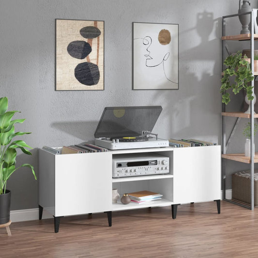 Vinylskab 121X38X48 Cm Konstrueret Træ Hvid Højglans