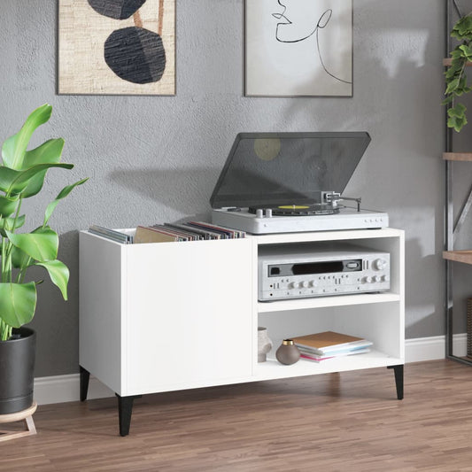 Vinylskab 84,5X38X48 Cm Konstrueret Træ Hvid Brun Eg
