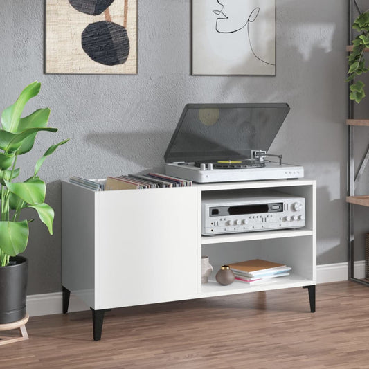 Vinylskab 84,5X38X48 Cm Konstrueret Træ Hvid Højglans