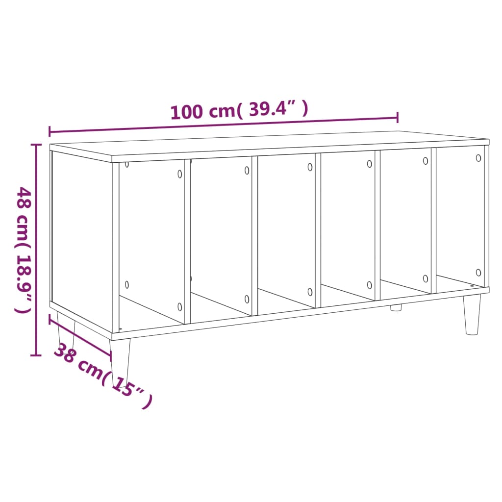 Vinylskab 100x38x48 Cm Konstrueret Træ - Billede 8