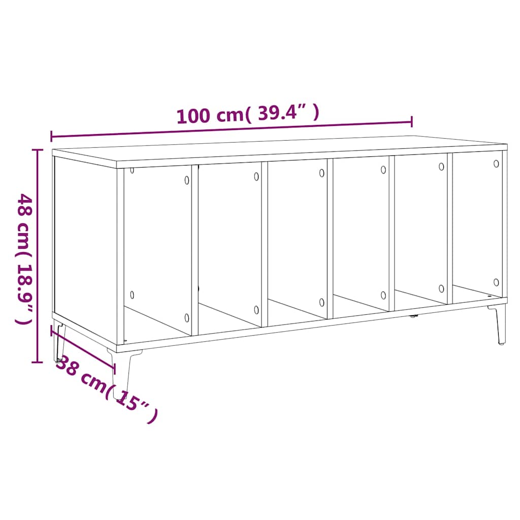 Vinylskab 100x38x48 Cm Konstrueret Træ - Billede 8