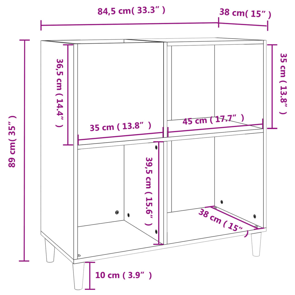 Vinylskab 84,5x38x89 Cm Konstrueret Træ - Billede 9