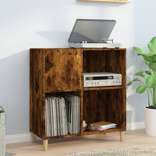Vinylskab 84,5X38X89 Cm Konstrueret Træ Røget Egetræsfarve