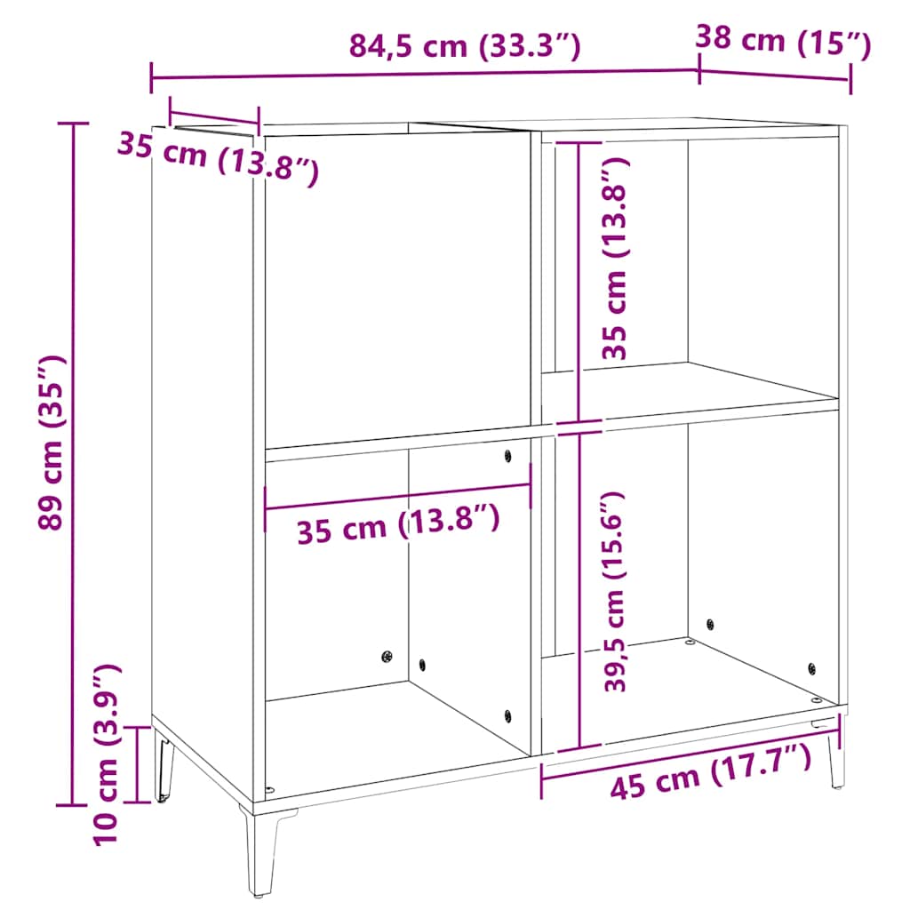 Vinylskab 84,5x38x39 Cm Konstrueret Træ - Billede 9